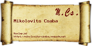 Mikolovits Csaba névjegykártya